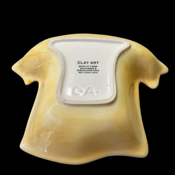 90s Clay Art Ceramic Hawaiian Shirt Bowl 7 x 9 in Nut Dish or Replacement Orange - Picture 5 of 5